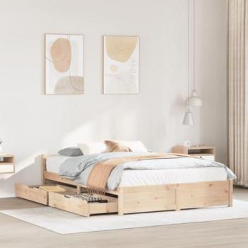 Estructura de cama sin colchón madera maciza de pino 120x200 cm
