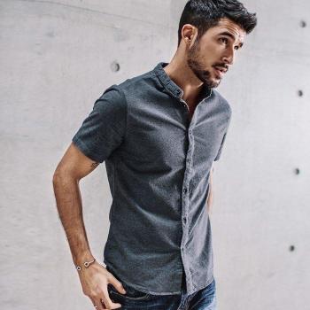 KUEGOU Ropa de Verano: Vestido Gris Liso, Manga Corta, 100% Informal
