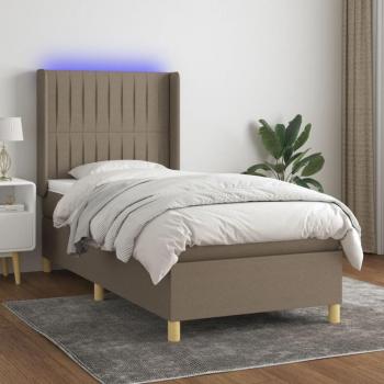 Lit Adulte Rembourré avec Matelas et LED, Taupe