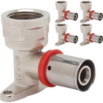 Kit de 5 coudes femelles avec support ½ pour tube multicouche 20 mm – gris
