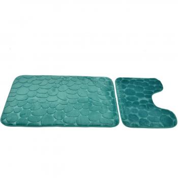 Juego de Alfombras de Baño con Contorno y Tapa de Inodoro