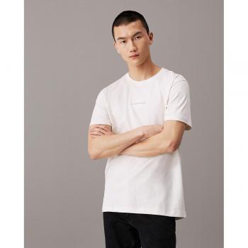 Calvin Klein Jeans Heren Monologo T-Shirt Korte Mouwen Regulier Fit Ecru