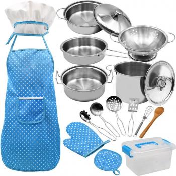 Stainless Steel Kids Cooking Set 18pcs with Chef Hat