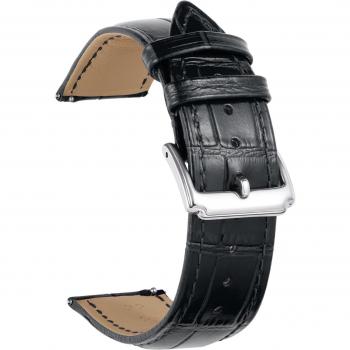 Men’s Women’s 18mm Black Leather Watch Strap – Croc Pattern, BINLUN