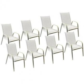 Pack de 8 sillas Marbella en textileno blanco