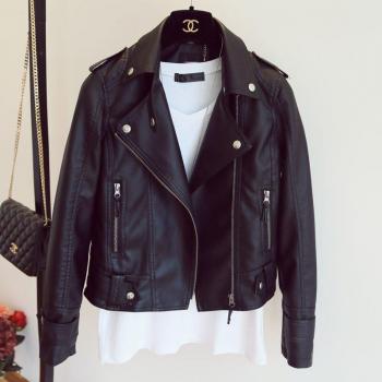Veste de moto pour femmes, simili cuir, automne, fermeture éclair