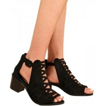 Sandales à talons blocs en faux suède criss-cross Reydah pour femmes
