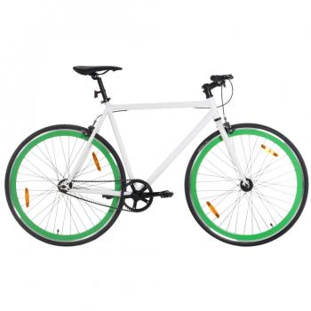 Bicicleta de tiro fijo blanco y verde 700C 51 cm