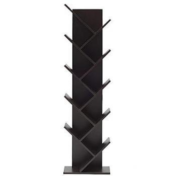 Bibliothèque en bois wengé 10 étagères 160x44,5x22 cm
