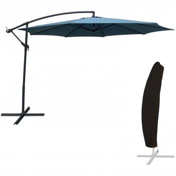 Parasol déporté OAHU bleu gris 3,50m + housse