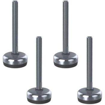 Base de nivellement en acier inoxydable M12x100, patin anti‑vibrations 400 kg – Kit 4