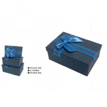Regalo Box Blu con Fiocco – Kit da 3 scatole