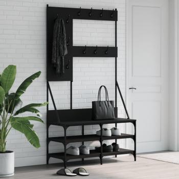 Bengaleiro Preto com Compartimento para Calçados 100x40x184 cm