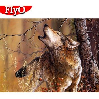 Mosaïque Loup Automne 5D – Peinture Diamant Full Square 20x30 cm