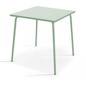 Mesa de jardín cuadrada de metal verde salvia 70cm