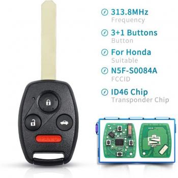 Dandkey Honda Civic EX Si Key Fob 2006-2007 ID46 PCF7936 313.8MHz