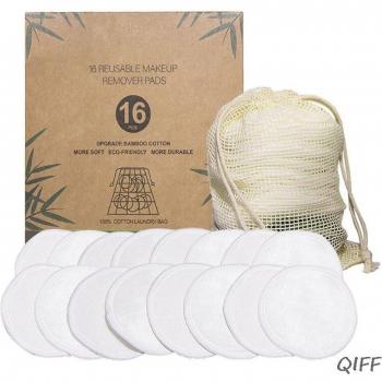 16 Pcs Bamboo Fiber Washable Makeup Pads
