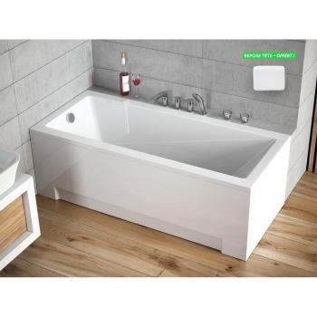 Bañera rectangular con reposacabezas gratis y tablero blanco 130x70