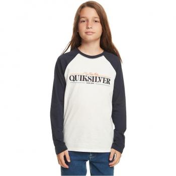 Quiksilver Kinderlangarm-Shirt Raglan – Weiß / Marineblau, 16