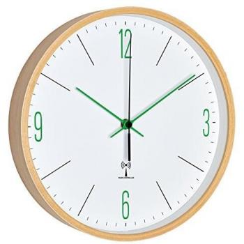 TFA Dostmann Wanduhr analog, 25.5 cm, weiß/grün