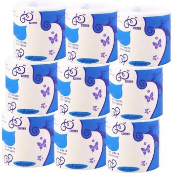 Soft Bathroom Toilet Paper, 9 Rolls, 3 Ply, 170 Sheets, White