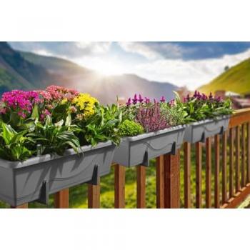 Balcony Eco‑Planter Set – 600 mm Stone Grey Self‑Watering Trio