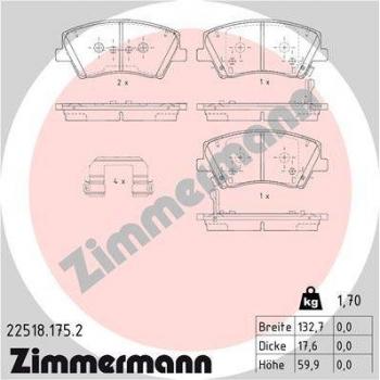 Zimmermann 22518.175.2 Brake Pad Set for disc brakes