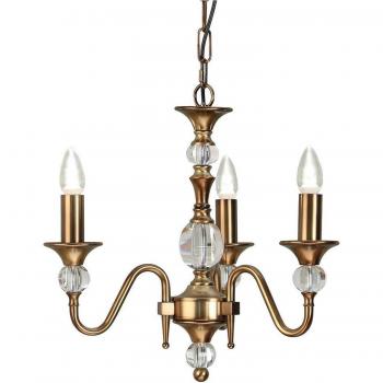 Polina 3 Light Multi Arm Ceiling Pendant Chandelier Antique Brass