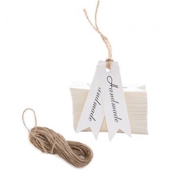 100pcs White Hang Tags with Twine for Packaging