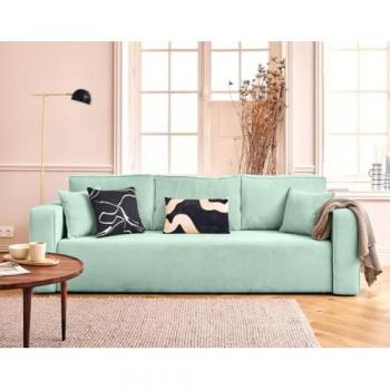 Topaze canapé 3 places convertible bleu avec coffre et revêtement velours