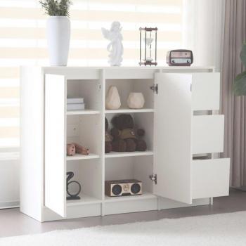 Hauss Spole Buffet‑Coiffure 120×90×35 cm – Meuble à Chaussures, Rangement Ajustable, Design Élégant, Salon/Cuisine, Blanc