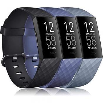 Wanme Pack 3 Fitbit Charge 3/Charge 4 Strap, Adjustable Replacement Wristband
