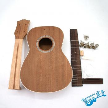 Ukelele de 23 pulgadas, kit de construcción, doble cara, madera Sapele con piezas