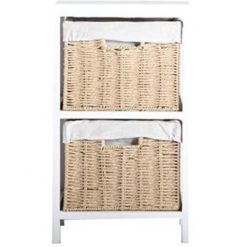 Table de chevet en paulownia blanc 30x30x58 cm