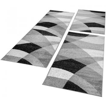 Tappeti Mélange Grigio e Nero Set 3 Pezzi