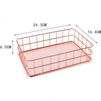 Metal Wire Storage Basket in Rose Gold
