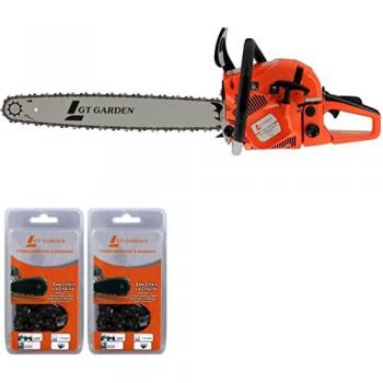 GT GARDEN Tronçonneuse thermique 62 cm³, 3.5 CV, guide de 55 cm, 2 chaînes