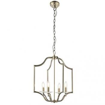 Lainey – Applique plafonier 4E14, plaque lichen antique, verre cristallin