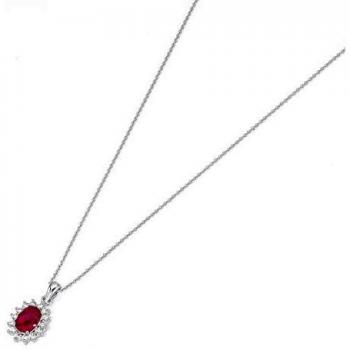 Smart Jewel 925 Silberkette mit farbigem Stein und Zirkonia, 45 cm