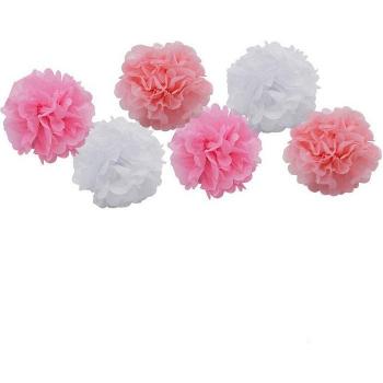 Ensemble de 6 Boules de Papier Pom Poms 10'' (25CM) pour Décoration de Noël