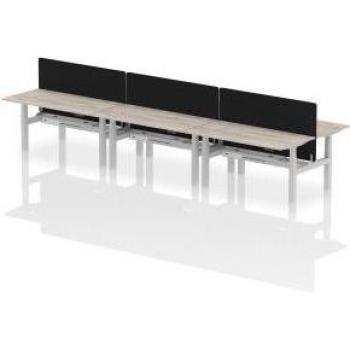 Air B2B 6P Height‑Adjustable Desk, 1600×800mm, CP Grey Oak/Silver + Integrated Screen