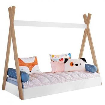Cama Tipi para Niños en Melamina Blanco y Roble 80x190 cm