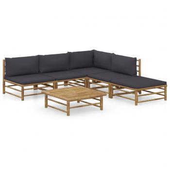 Estilo Natural: Set de Muebles 6xBambú y Cojines Gris