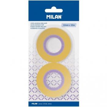 Nastro adesivo trasparente 12mm x 33m giallo blister 2u