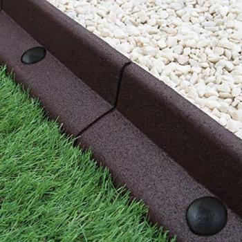 Liseré surélevé en caoutchouc pour pelouse – 16 x 1,2 m, fixations incluses