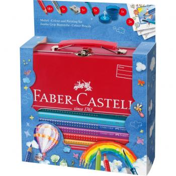 Faber-Castell 201312 Kreativ‑Koffer: 18 Jumbo-Grip-Buntstifte, Bleistift & Pinsel