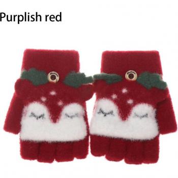 Warm Knitted Flip Cover Gloves for Babies 0-6 Years