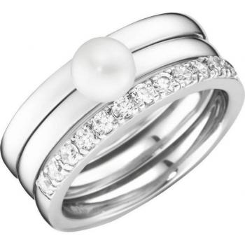 Firetti Ring‑Set (3‑teilig) – Sterling‑Silber, Zirkonia & Süßwasserperle