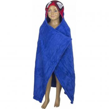 Manta azul Spiderman con capucha 80 x 120 cm