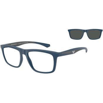 Óculos Masculino Empório Armani EA4235F – Fit Asiático e Clipe 61851W, Cor Azul
